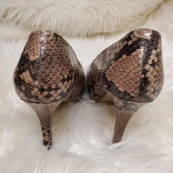 Nine West Tan & Black Hope Float Snake Print Platform Heels SZ 7.5M - Picture 3 of 10
